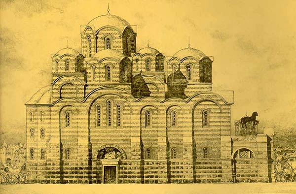 Десятинная церковь в Киеве (991 — 996). Реконструкция северного фасада 