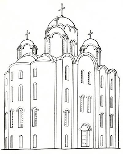 Николо-Дворищенский собор, Новгород. 1113 г. Реконструкция Г. М. Штендера