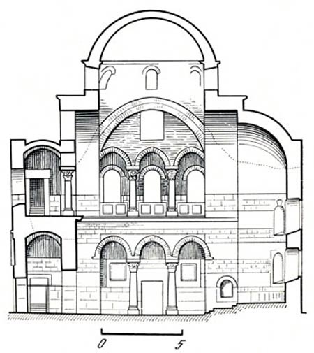 Византийская архитектура. Карс-ибн-Вардан. Церковь, 564 г. Разрез
