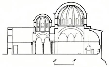 Византийская архитектура. Сига. Церковь Архангелов, VIII в. Продольный срез
