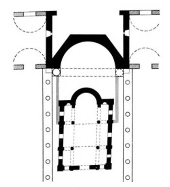Византийская архитектура. Церковь «АА» в Сиде (VII в.). План