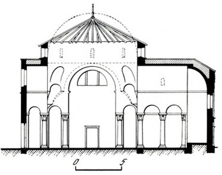 Византийская архитектура. Церковь Санта Фоска в Торчелло. Продольный разрез