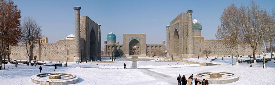 Площадь Регистан в Самарканде: Медресе Улугбека. Тилля-Кари. Шер-Дор