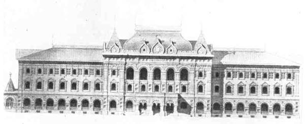 Д. Н. Чичагов. Проект городской думы в Москве. Фасад, 1887 г. 
