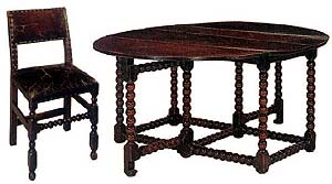Английская мебель. Стул эпохи Кромвеля. Дубовый стол с откидными полами, ок.1660 г.
