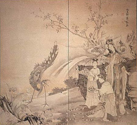 Ширма. Япония. Soga Shohaku. 1615-1668