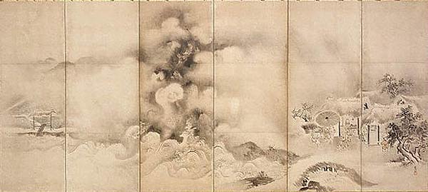 Ширма. Япония. Kano Tsunenobu. 18 век