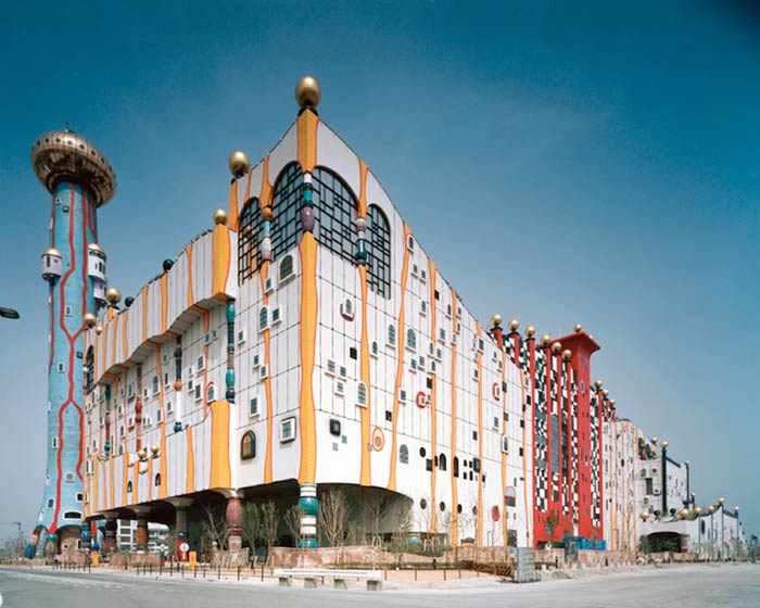 Фриденсрайх Хундертвассер. Friedensreich Hundertwasser: Завод по сжиганию мусора MOP, Осака, Япония (MOP Maishima Incineration Plant, Osaka) 1997—2000