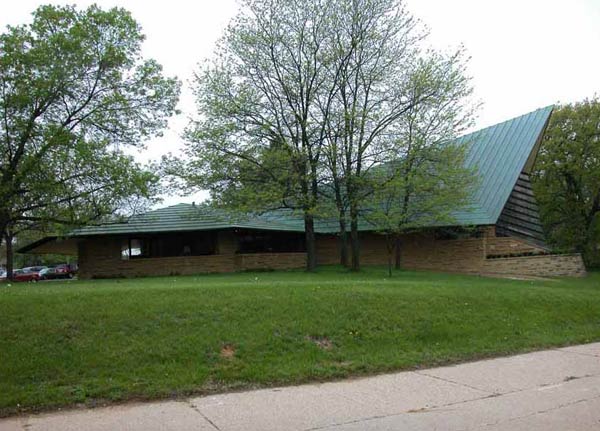 Фрэнк Ллойд Райт (Frank Lloyd Wright): Unitarian Society Meeting House, Shorewood Hills, Wisconsin (Унитарная церковь, Шервуд-Хиллс, Висконсин), 1947—1951