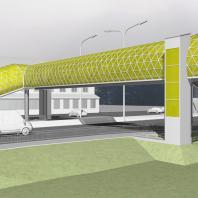 Эскизный проект пешеходного моста. Вариант 1. Архитектор: Сергей Косинов. Новосибирск