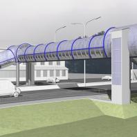 Эскизный проект пешеходного моста. Вариант 2. Архитектор: Сергей Косинов. Новосибирск