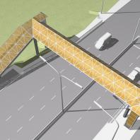 Эскизный проект пешеходного моста. Вариант 3. Архитектор: Сергей Косинов. Новосибирск