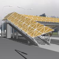 Эскизный проект пешеходного моста. Вариант 3. Архитектор: Сергей Косинов. Новосибирск