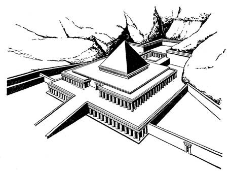 Реконструкция поминального храма фараонов XI династии Ментухотепов III и IV в Дейр-эль-Бахри 