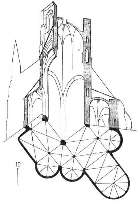 Трансепт и апсида готических церквей. Пересечение нефов. Вид и конструкция фонаря в церкви в Брэне