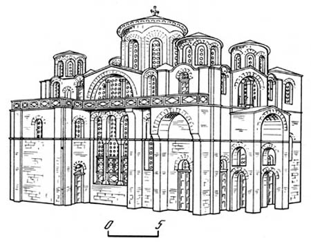Византийская архитектура. Церковь Богородицы монастыря Липса в Константинополе, 908 г. Реконструкция А. Миго
