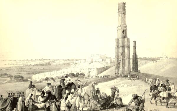 Мусульманская архитектура Афганистана. Башня в Газни. XI в. Гравюра XIX века