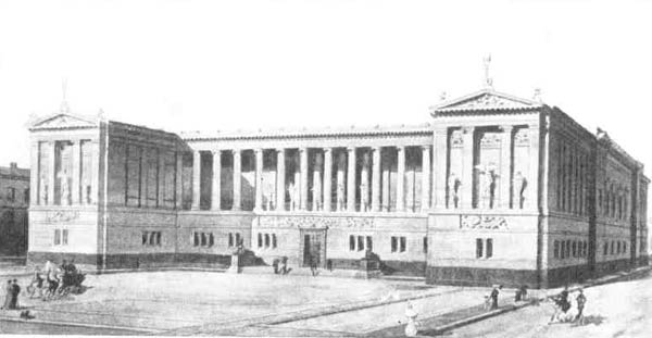 Р. И. Клейн. Музей изящных искусств в Москве. Вариант проекта главного фасада, 1890-е годы 