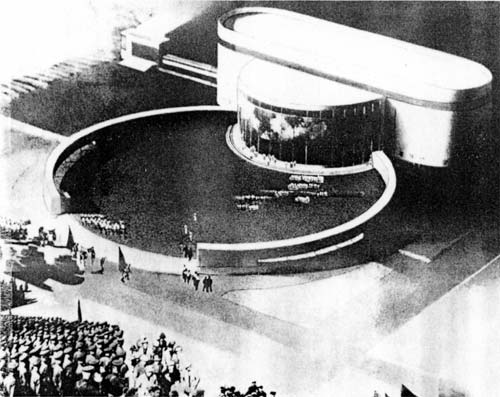 Конкурсный проект Большого синтетического театра в Свердловске, 1931 г. Архитектор Н. Ладовский. Вместимость 10 000 мест