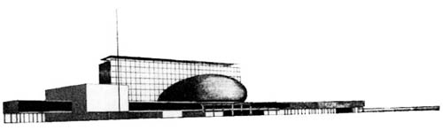 Конкурсный проект Большого синтетического театра в Свердловске, 1931 г. Архит. М. Гинзбург
