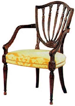Английская мебель. Кресло красного дерева, стиль Хэпплуайт, ок. 1785 г