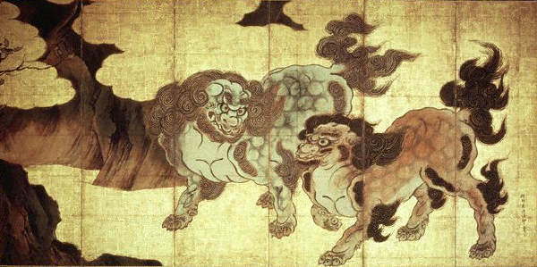 Ширма. Япония. Кано Эйтоку.  1573-1615