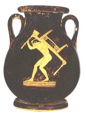 Изображение мастера-мебельщика на древнегреческом керамическом сосуде