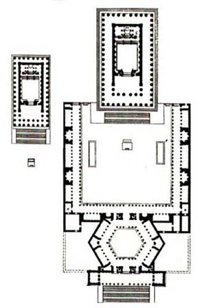 План Большого и Малого храмов храмового комплекса в г. Баальбек, Сирия 