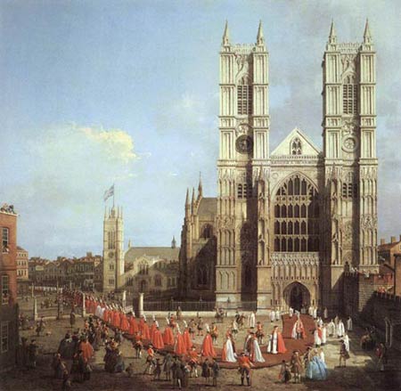Джованни Антонио Каналетто «Лондон. Вестминстерское аббатство и процессия рыцарей », 1749 