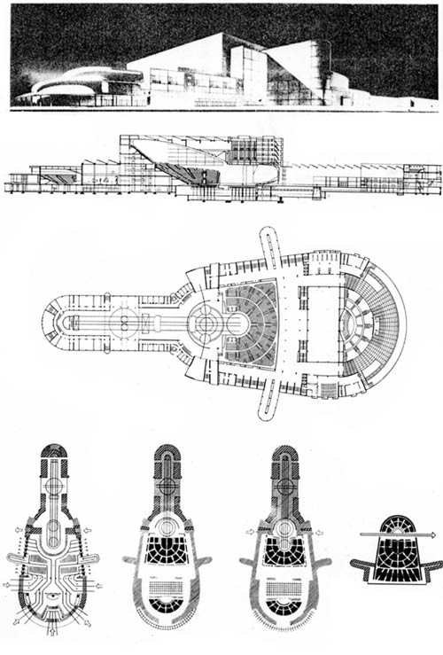 Конкурсный проект Большого синтетического театра в Свердловске, 1931 г. Архитекторы 