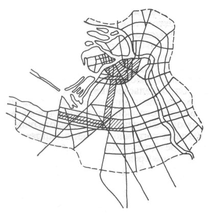 Ленинград. Схема развития центра города по проекту 1940 г. Н. Баранов