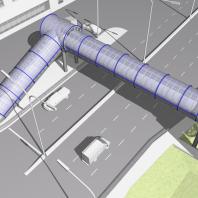 Эскизный проект пешеходного моста. Вариант 2. Архитектор: Сергей Косинов. Новосибирск