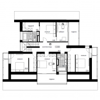 Эскизный проект индивидуального жилого дома с баней и гаражом. План 2 этажа. Архитектор: Сергей Косинов. Новосибирск