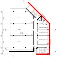 Концептуальный проект общественного здания «RED WALL». План 2-3-го этажа. Архитектор: Сергей Косинов. Новосибирск