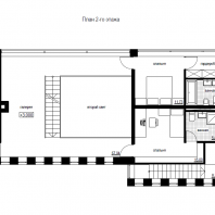 Эскизный проект индивидуального жилого дома «Локомотив». План 2-го этажа. Архитектор: Сергей Косинов