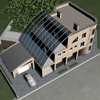 Проект 3-х этажного индивидуального жилого дома с крытой террасой